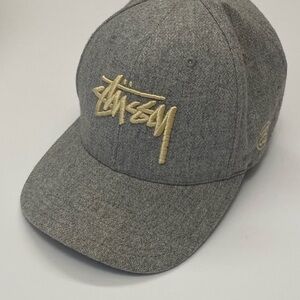 Stussy Heather Gray Raised logo SnapBack wool blend